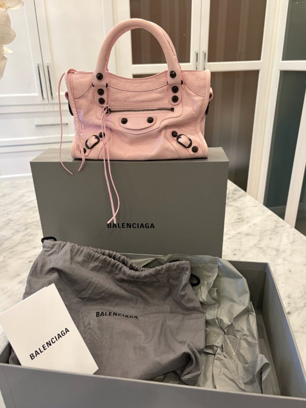 NWT NIB Balenciaga Women's Le City Bag Mini in Petal Pink